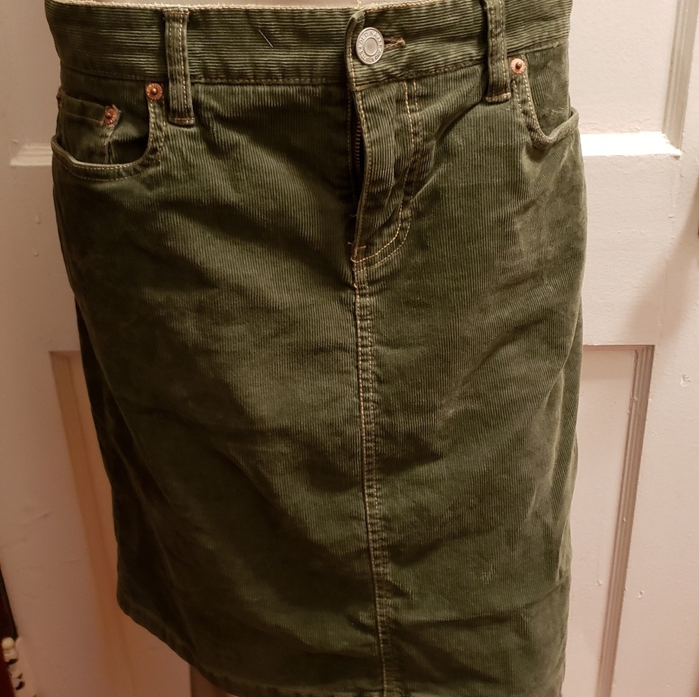 Green corduroy pencil skirt